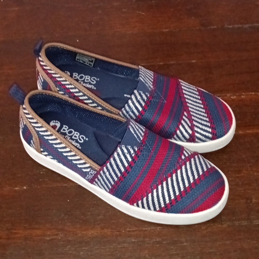 Skechers Bob Extreme Memory Foam Patriotic American Knit Woven Red White 6.5